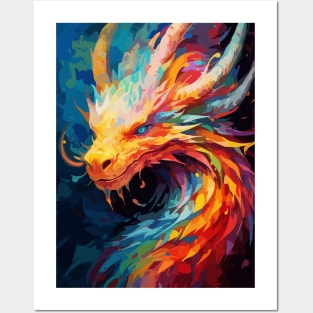 Fantasy Dragon Watercolor Painting Abstract Art Posters and Art